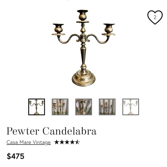 Vintage 1960s Pewter Candelabra - Picture 4 of 4